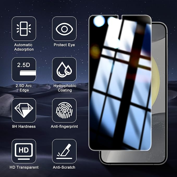 2 Pack for Samsung Galaxy S24 Privacy Screen Protector, 2 Pack Camera Protector - Image 9