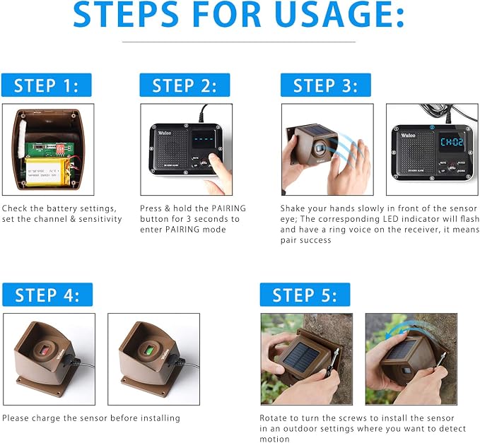 Solar Driveway Alarm Wireless Outside 1800ft Range, Outdoor Motion Sensor & - Image 8