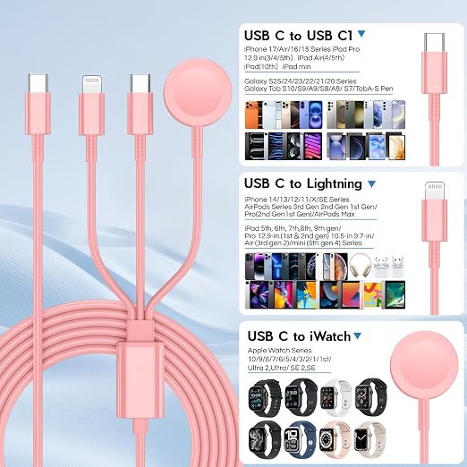Upgraded Apple Watch Charger, 3 in 1 Multi Charging Cable 6FT, Magnetic Fast - Image 7