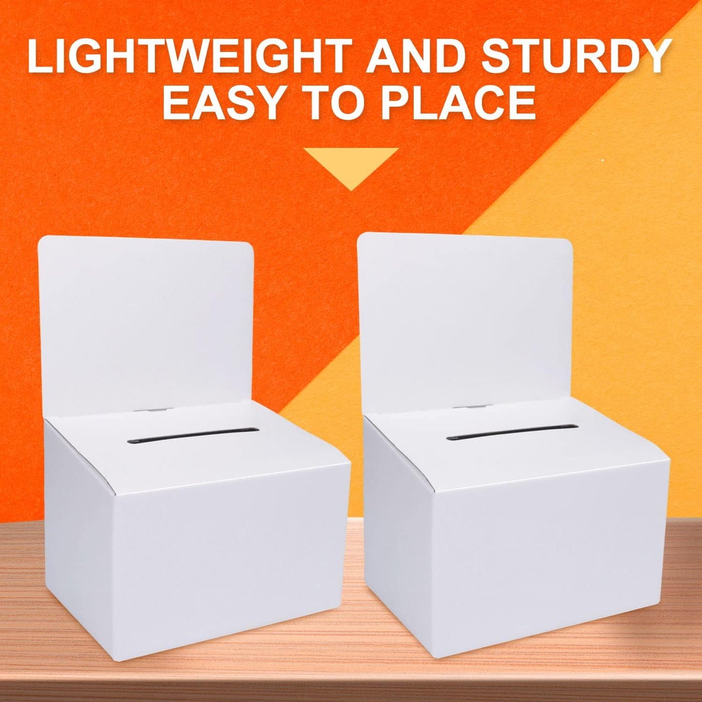 GRAWUN 12 Pack Cardboard Ballot Box with Slot, White Glossy Raffle Boxes 6.5x4.5x4.5Inch, Suggestion Boxes with Removable Slot,Donation Boxes for Fundraising, Collecting Card and Voting Contest