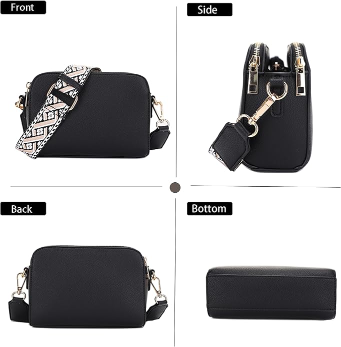 EVVE Crossbody Bags for Women Trendy Triple Zip Small Crossbody Camera Bag Purse - Image 6
