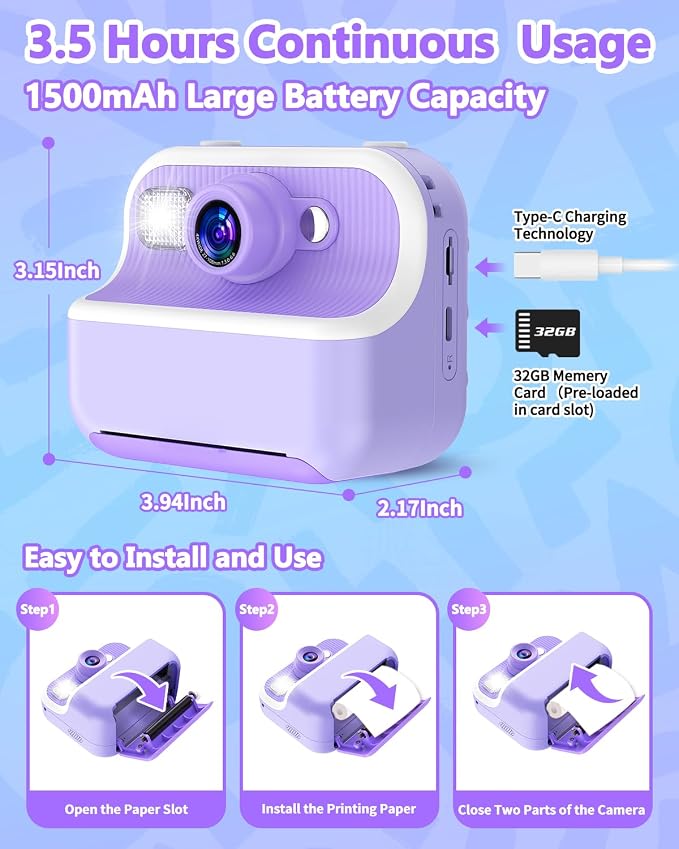 Instant Print Camera for Kids, Christmas Birthday Gifts for Girls Boys - Image 7