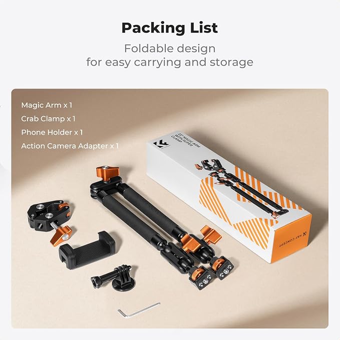 K&F CONCEPT 22" Magic Arm Clamp Kit, Overhead Desk Camera Mount, Long - Image 8