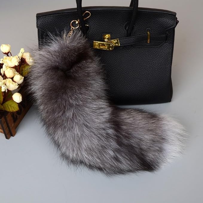 Fox Tail Keychain Long, Fluffy Therian Tail Faux Fur Keyring, Party Costume - Image 6
