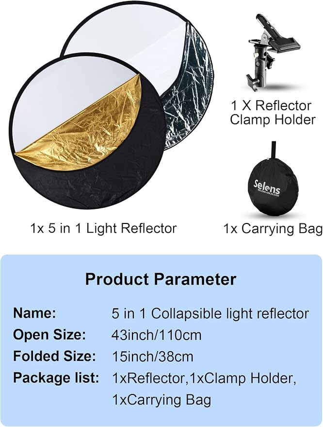 Selens Portable 43inch/110cm Light Reflector - Image 8