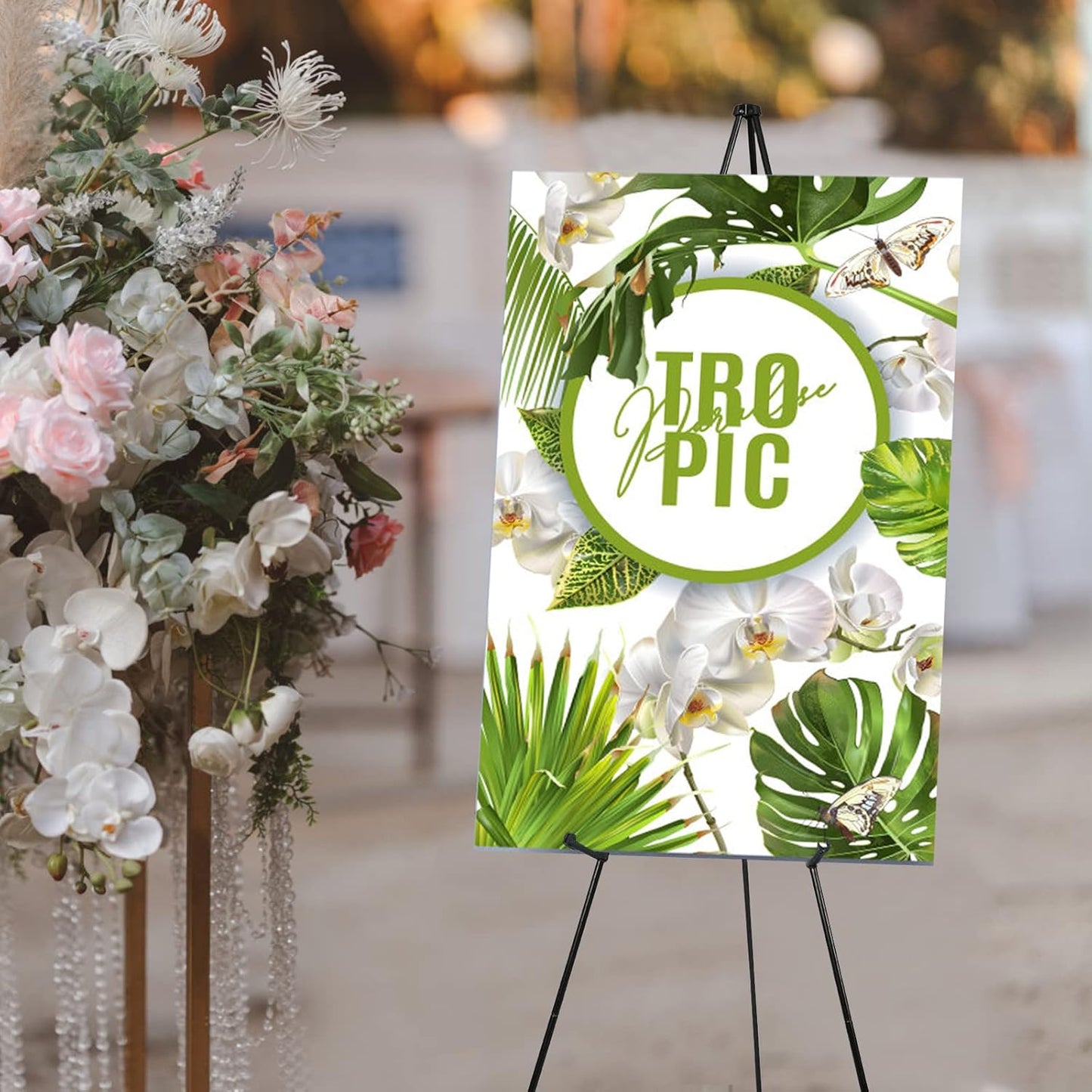 2PCS Black Easel Stand for Wedding Sign Stand, 66 Inch Portable Adjustable Poster Stands for Display, Floor Tripod Collapsible Display Easel, Balck Metal Easel Stand with Portable Bags
