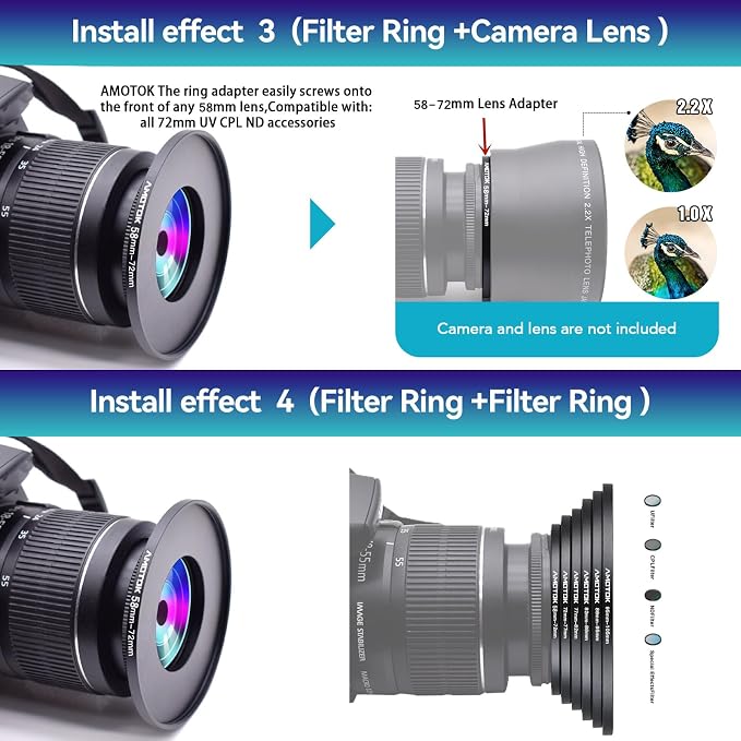 58mm to 72mm Camera Filters Ring Compatible All 58mm to 72mm UV CPL ND Filter - Image 7