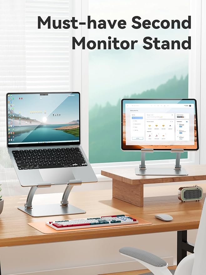 tounee Tablet Holder Stand, Dual Rod Adjustable Aluminum Desktop Stand - Image 7