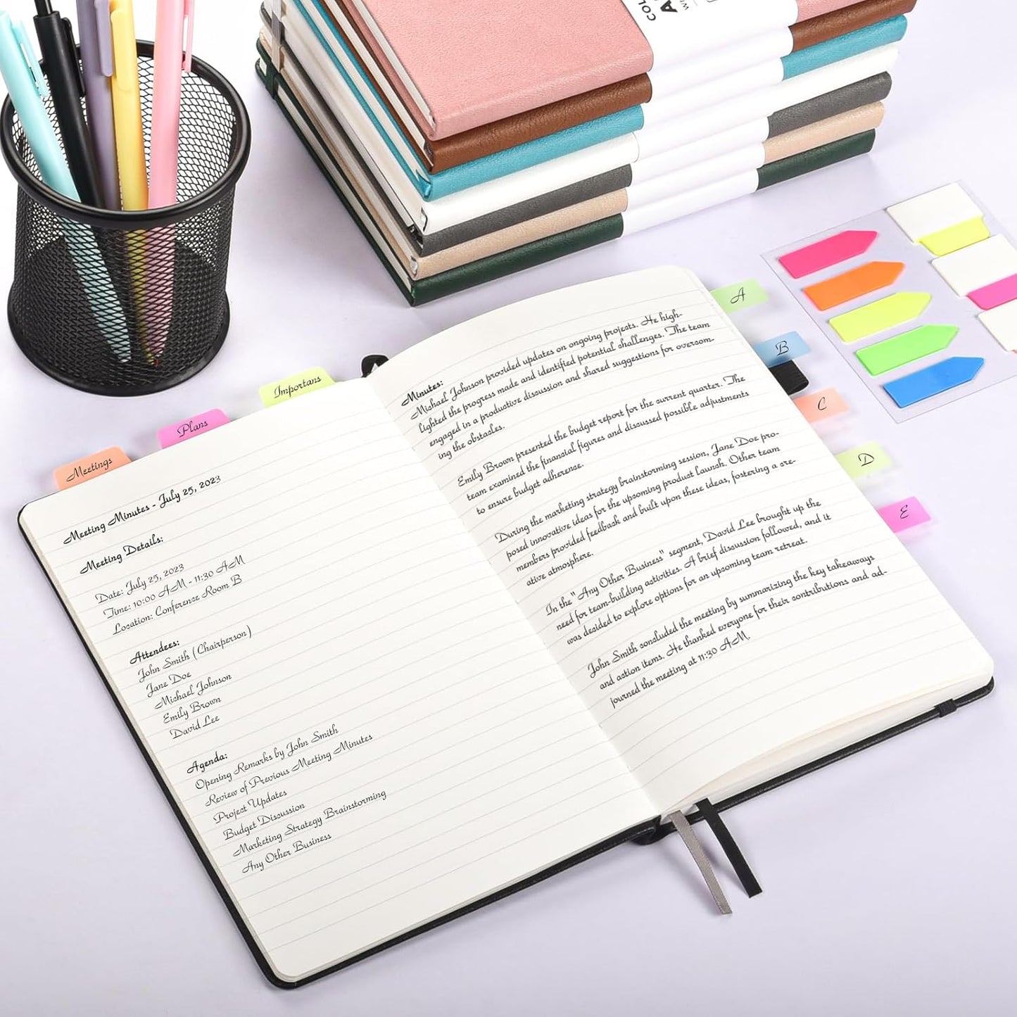Lined Journal Notebook, 3 Pack A5 College Ruled Notebooks for Work, Hardcover Notebook Each with 2 Pockets & Pen, Leather Journal for Women, Men, 160 Pages, 100GSM Thick Paper ( Green 5.7" x 8.3" )