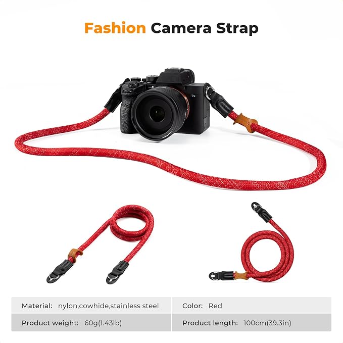 K&F CONCEPT Camera Neck Strap, 100cm Nylon Rope Camera Shoulder Strap - Image 7