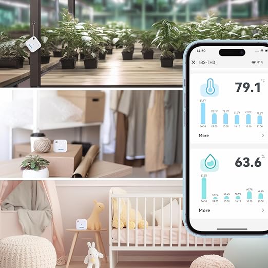 Smart Wi-Fi Temperature and Humidity Sensor, Inkbird Indoor White Hygrometer - Image 9