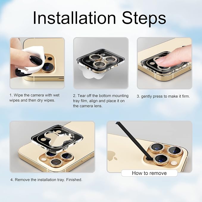 Misea for iPhone 14 Pro/iPhone 14 Pro Max Camera Lens Protector Bling, 9H - Image 7