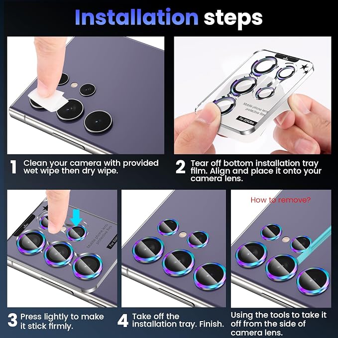 Tensea (3+2PCS for Samsung Galaxy S24 Ultra 5G Camera Lens Protector, 9H - Image 7