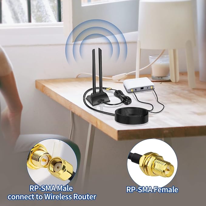 Bingfu WiFi Antenna Extension Cable 2-Pack RP-SMA Male to RP-SMA Female - Image 9