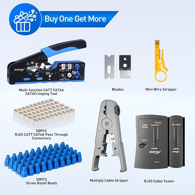 RJ45 Crimp Tool, Cat7 Cat6 Cat5 Crimping Tool Kit - Image 7