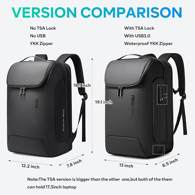 BANGE Men's Laptop Backpack for 17.3Inch Notebook, Waterproof Fashion Travel - Image 7