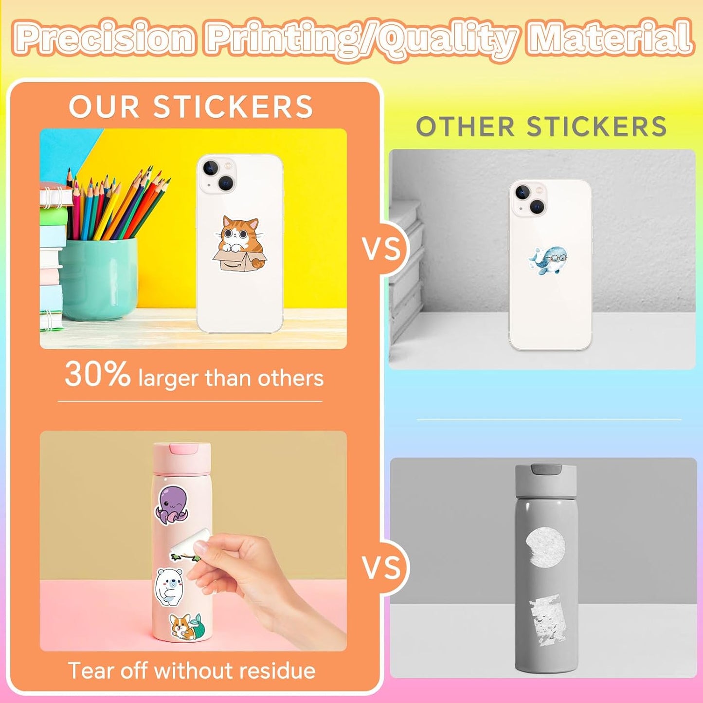 Water Bottle Stickers 100 Pcs Cute Kawaii Animal Sticker Pack, Waterproof Vinyl Animal Stickers for Water Bottles Scrapbook Journal Lunch Box Skateboard Notebook Diary Luggage Guitar Laptop Kindle etc