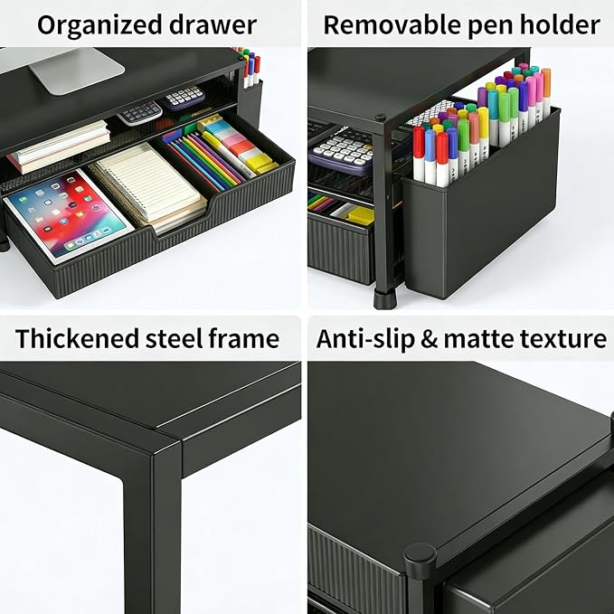 ECOLOVI Desk Organizer and Accessories, 2-Tier Computer Monitor Stand Rise - Image 8