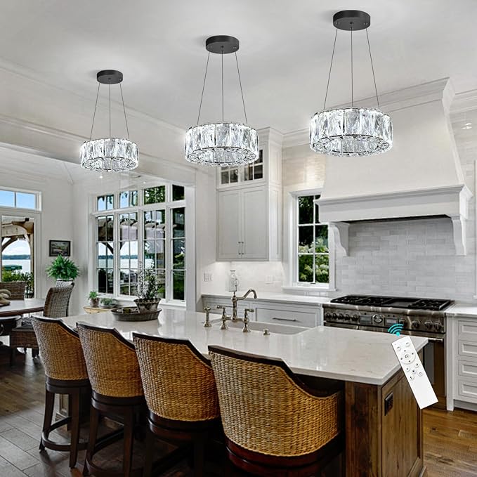 HAIXIANG Modern Crystal Chandelier Dimmable LED 8 Inch Ring Pendant Lights - Image 9