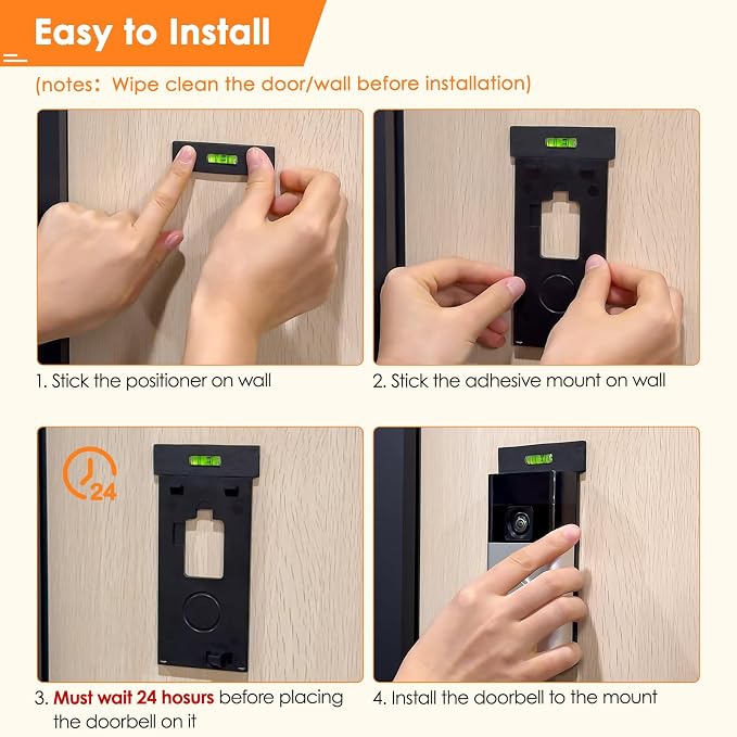 LOCKA Adhesive Mount for Ring/Other Battery Doorbell, No Drilling Camera Door - Image 6