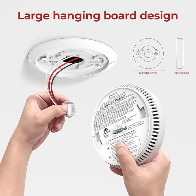 Siterlink Hardwired Interconnected Smoke Detectors, Photoelectric Smoke Alarm - Image 6
