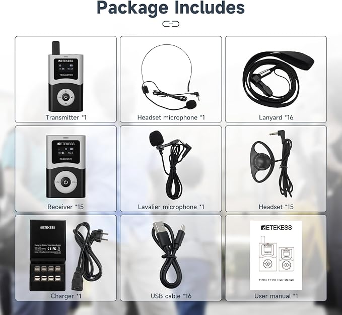 Retekess T130U Wireless Tour Guide System, Church Translation System, One-Key - Image 9