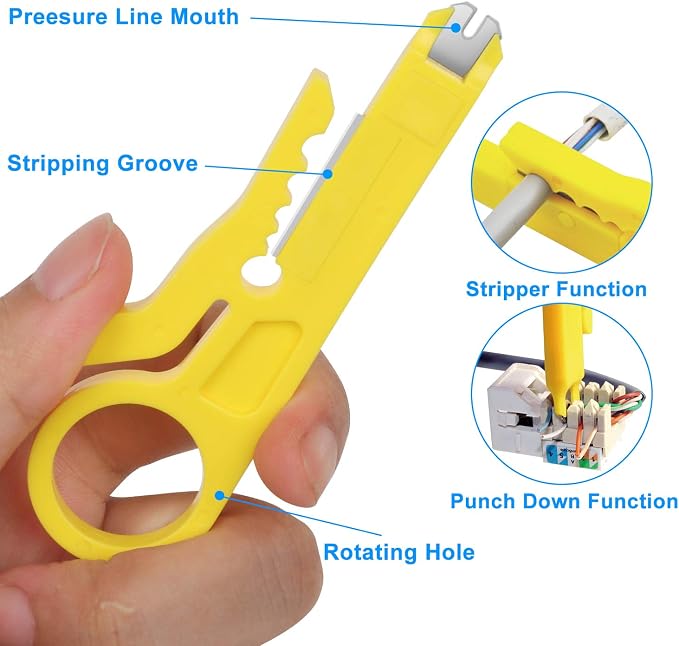 RJ45 Crimping Tool Kit Ethernet Crimp Set, 8P/RJ-45 Crimp, Cut and Strip - Image 7