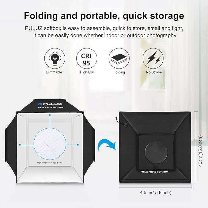 PULUZ Upgraded 16x16 inch Photo Light Box, 480 LEDs Photo Studio Tent Soft Box - Image 9
