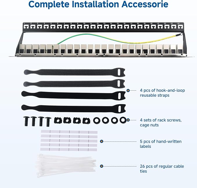Cable Matters 1U 19-Inch 24-Port 10Gbps Cat6A Ethernet Patch Panel - Image 7