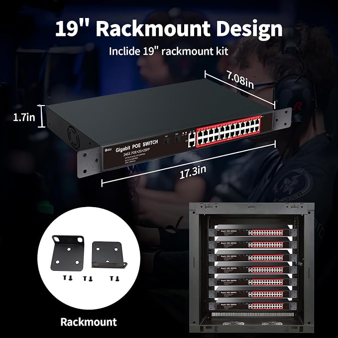 STEAMEMO 24-Port Managed Gigabit PoE+ Switch | 24×PoE+ Ports@360W, 2×Gigabit - Image 9