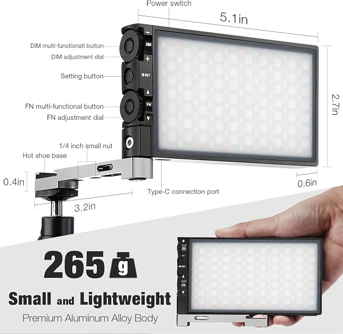 Pixel G1s RGB Video Light with APP Control, 12W 210 Minutes Rechargeable - Image 7