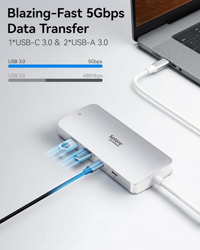 USB C Docking Station Dual Monitor, Selore Docking Station 3 Monitors Triple 4K - Image 7