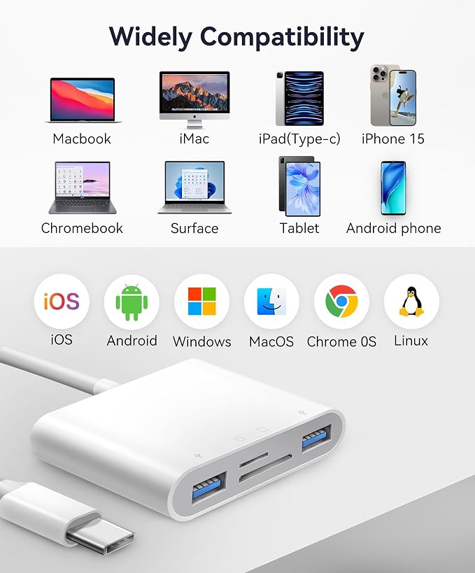 USB C SD Card Reader for Mac/MacBook/iPad/iPhone 15 Pro WNXSLOAD SD Card Adapter - Image 8