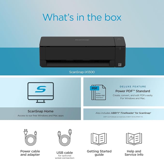 ScanSnap iX1300 Deluxe Compact Wireless or USB Double-Sided Color Document - Image 6