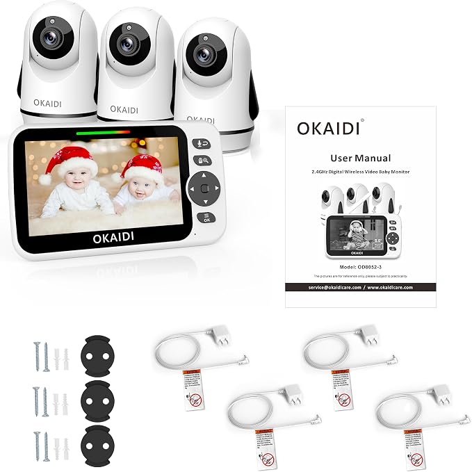 OKAIDI Video Baby Monitor with 3 Cameras, 30H Battery and 1000ft Range - Image 8
