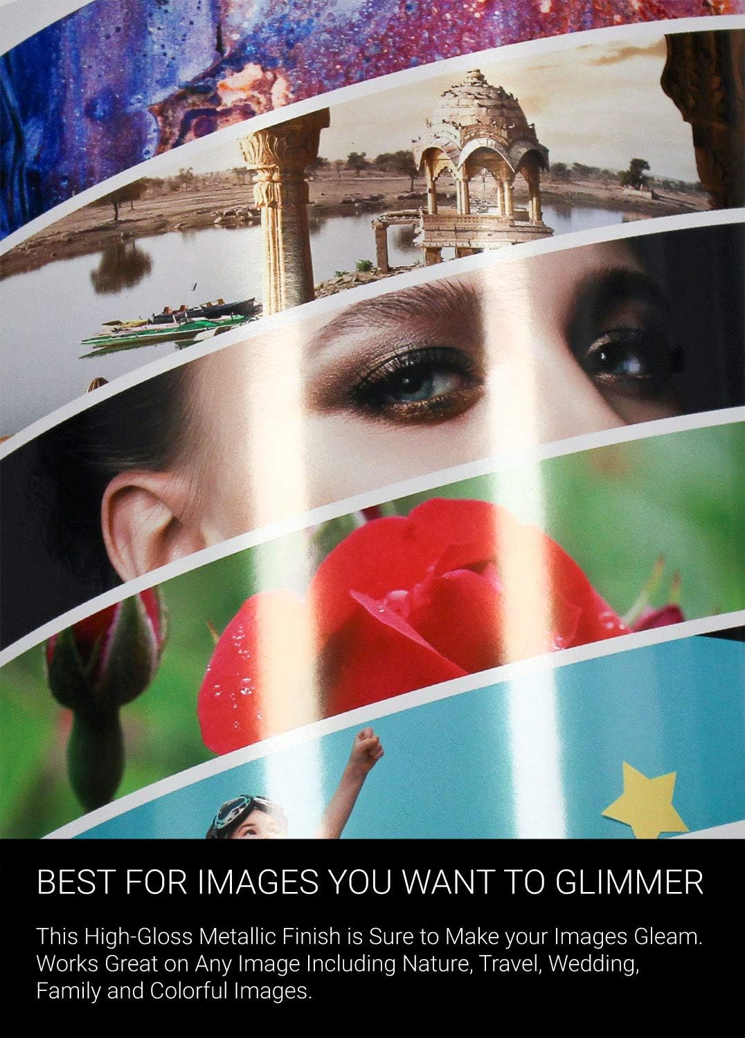 Vibrance Metallic Photo Printer Paper 10 mil 255 gsm Premium Photo Paper Sheets 13 x 19 inches 50 Sheets Works with All Inkjet Printers Including Professional Makes and Models Like Epson Canon HP