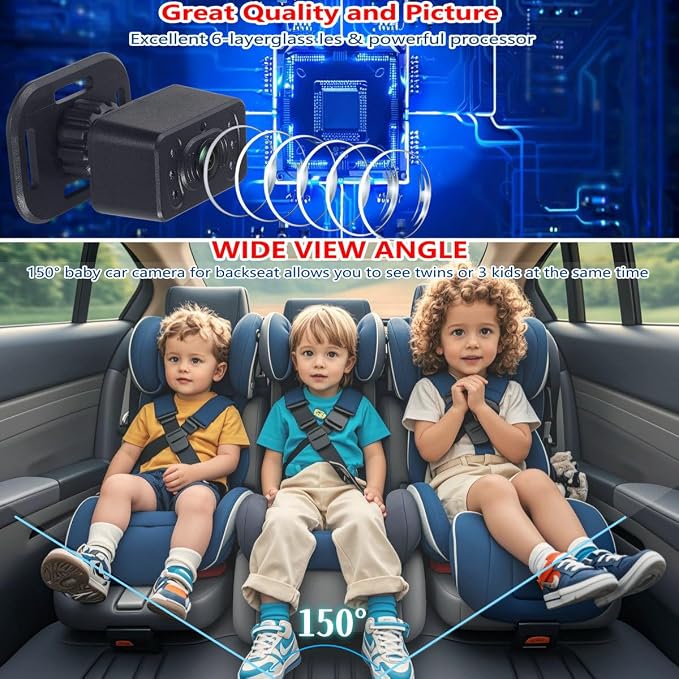 Baby Car Camera for Backseat-HD 720P 4.3 inch Monitor - Image 7