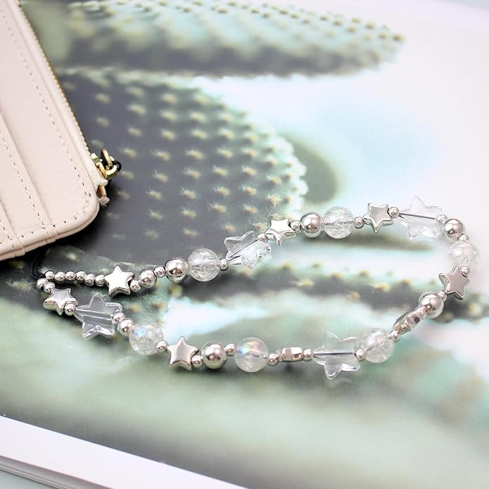 CMVFYL Beaded Camera Wrist Strap, Cute Phone Charms Strap, Pearl Bracelet Wrist - Image 7
