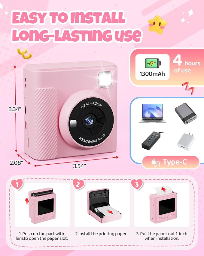 TIATUA Kids Instant Print Camera, Christmas Birthday Gifts - Image 7