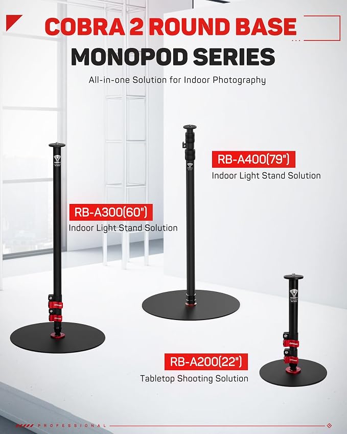 IFOOTAGE RB-A400 Round Base Light Stand Monopod, Live Streaming, Payload 22LBS - Image 9