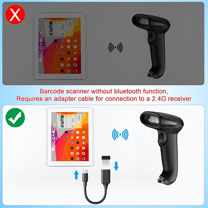 Symcode Wireless Barcode Scanner Versatile 2-in-1 Handheld Automatic 1D Laser - Image 9