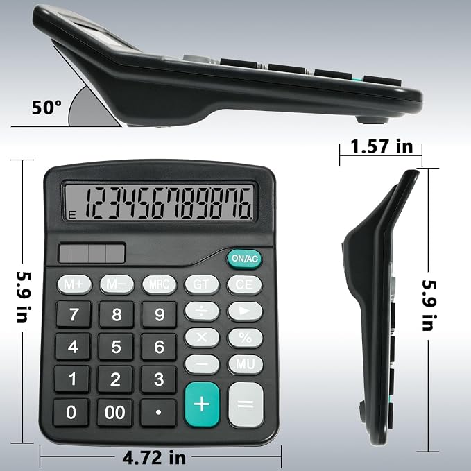 Desktop Calculator with Big Buttons, Dual Power Source, Solar and Battery - Image 7