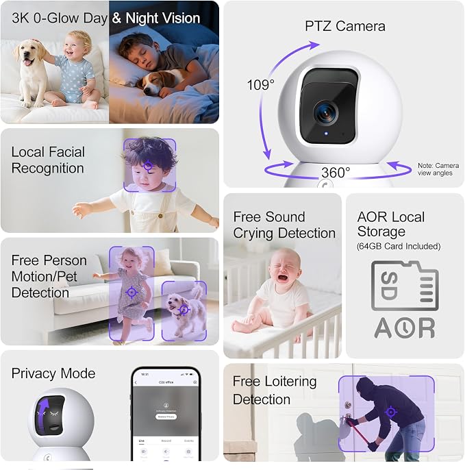 5G Indoor Camera, 3K Pet/Dog Camera - Image 9