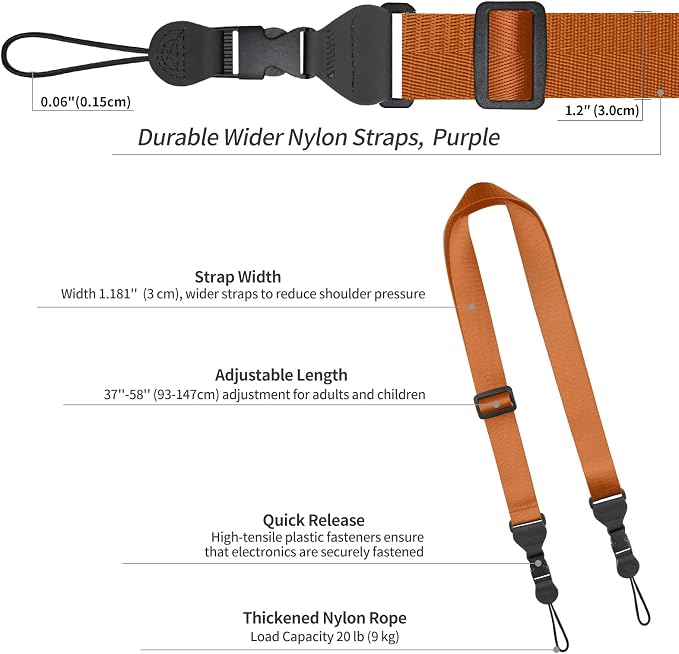 FIEIL Adjustable Shoulder Strap, Nylon Camera Strap, Comfortable Neck Strap - Image 6