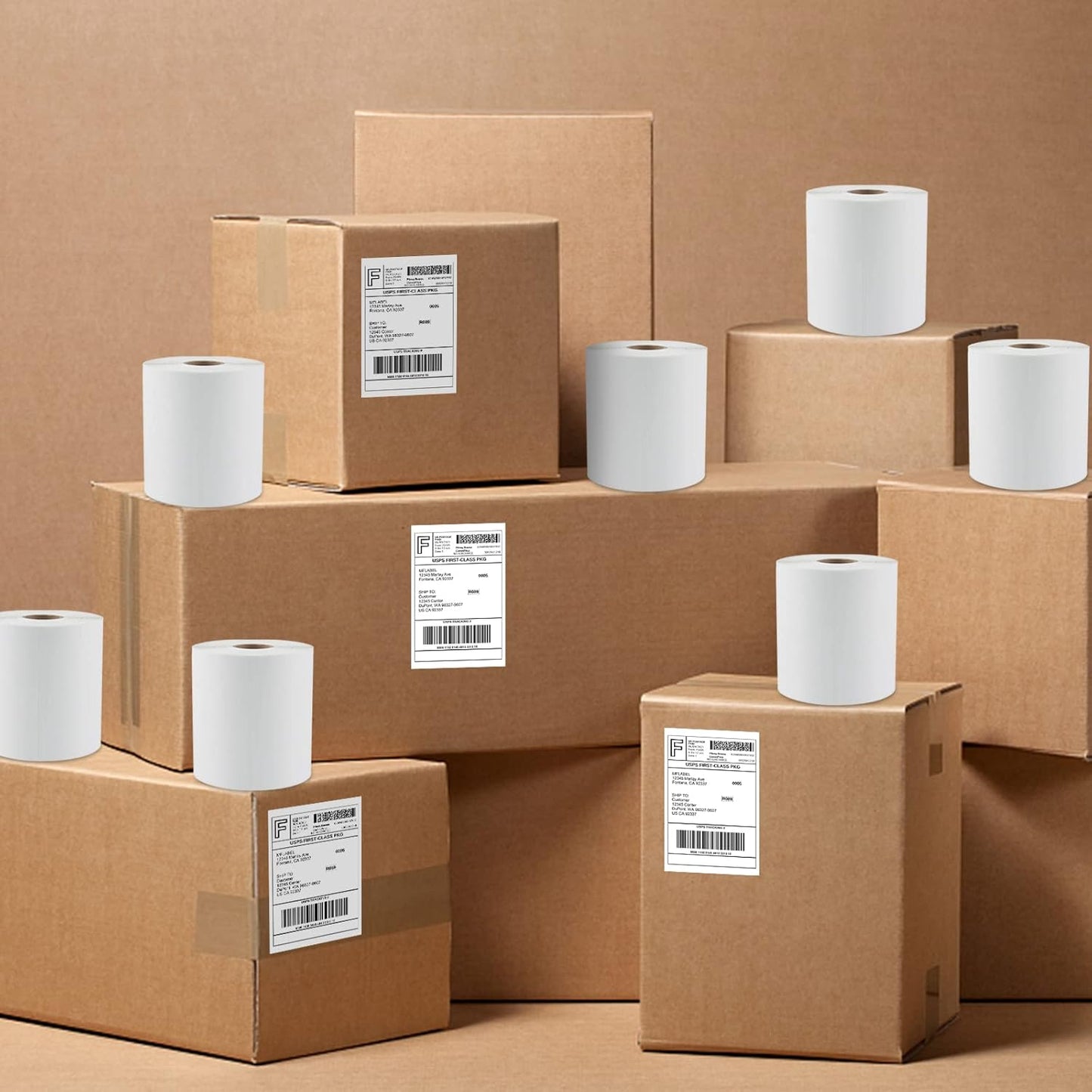 MFLABEL 4x6 Direct Thermal Shipping Labels - 10 Rolls of 250 Labels, Perforated Easy-Peel Blank Address Labels for Thermal Printers, Compatible with Rollo, Munbyn, Zebra for UPS, Amazon, eBay, Shopify