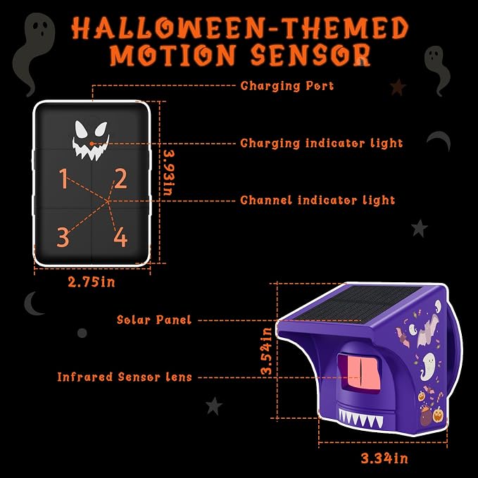 eMACROS 1/2 Mile Range Solar Driveway Alarm, Halloween Decorations Motion - Image 9