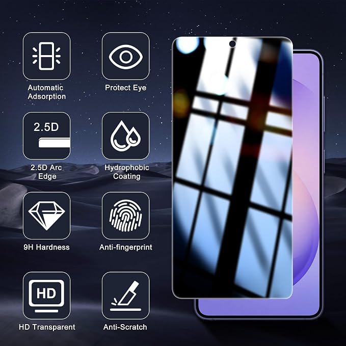 2+2 Pack for Galaxy S26 Privacy Screen Protector and Lens Protector, Ultrasonic - Image 9