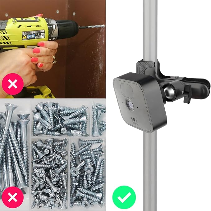 iTODOS 2 Pack Clip Clamp Mount for Blink Outdoor 4//XT/XT2/Mini, Metal Holder - Image 7