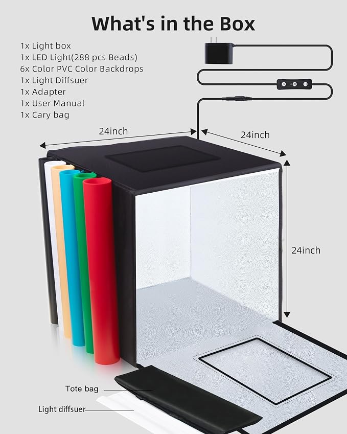 Glendan 24"x24" Light Box Photography, Large Photo Light Box - Image 7