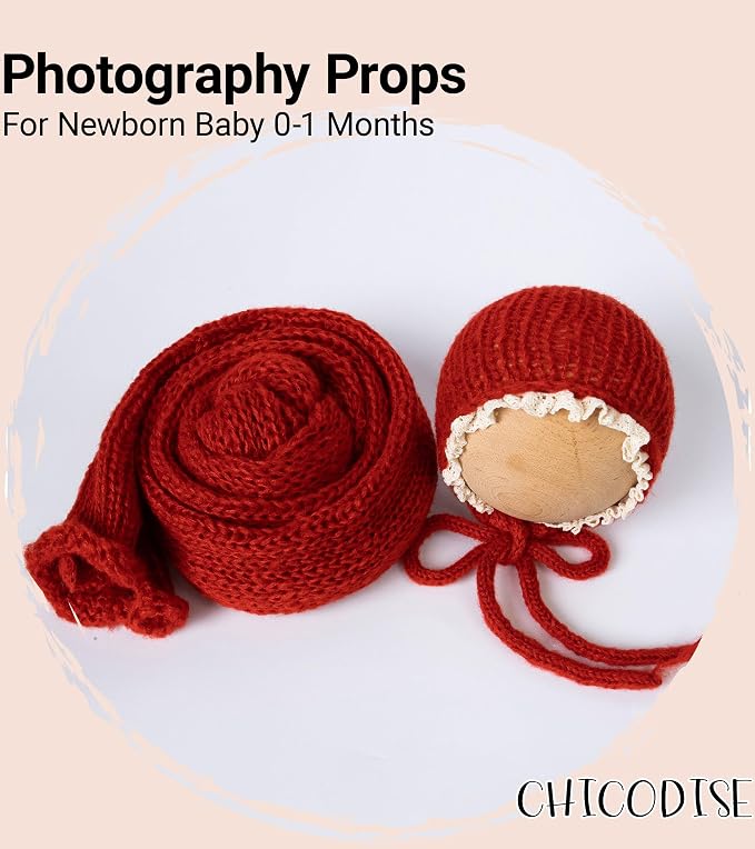 Newborn Photography Props Wraps & Ruffle Edge Bonnet - Image 5